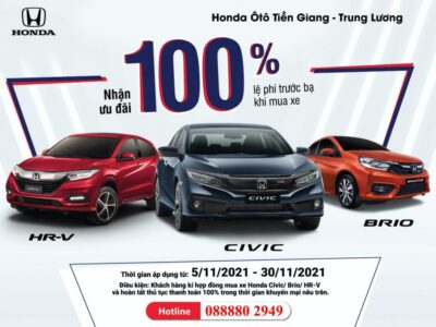 Hỗ trợ 100% Phí Trước Bạ Xe Honda - Honda Ôtô Tiền Giang